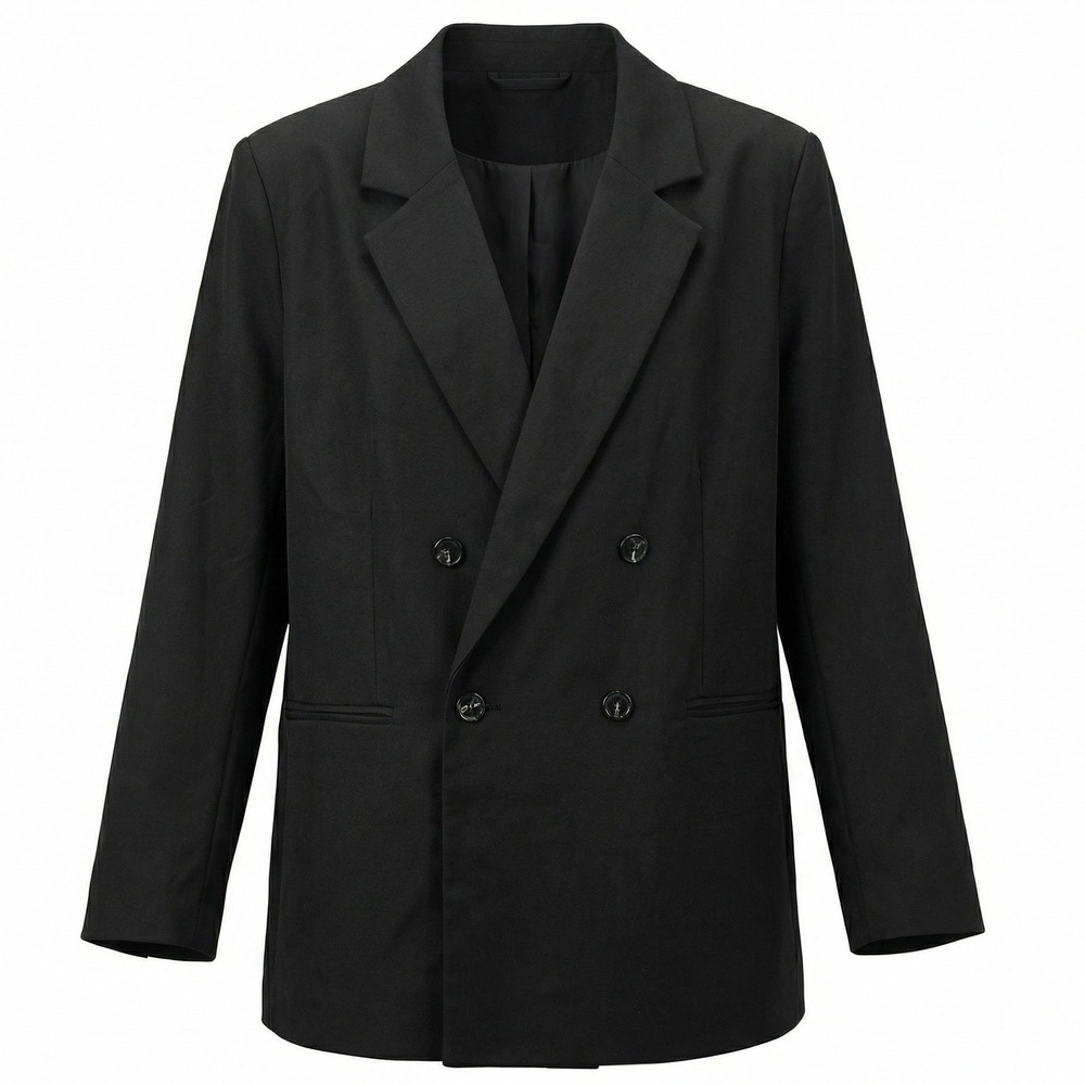 H&M Blazer Men XL Black Double Breasted Notched Lapel P/N 1232584 2